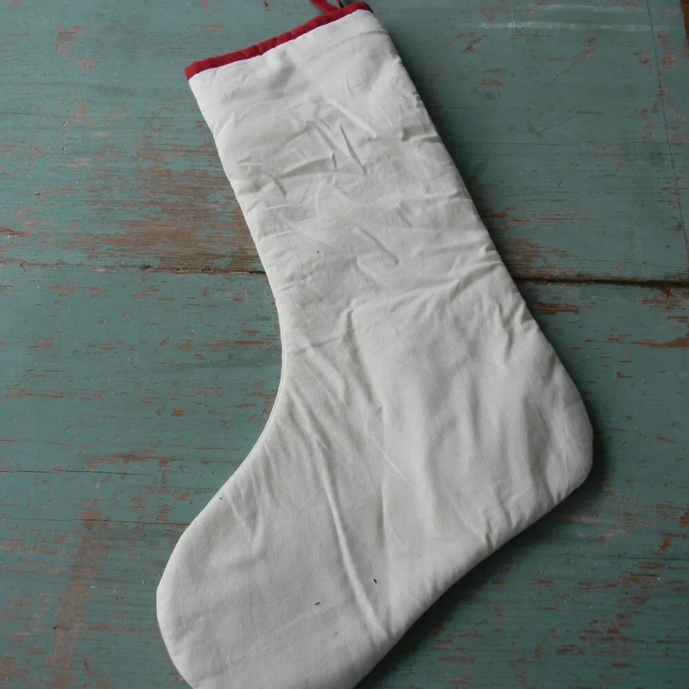 NWT PIER 1 EMBROIDERED CHRISTMAS TREES POM POM STOCKING